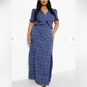 Blue pattern maxi dress